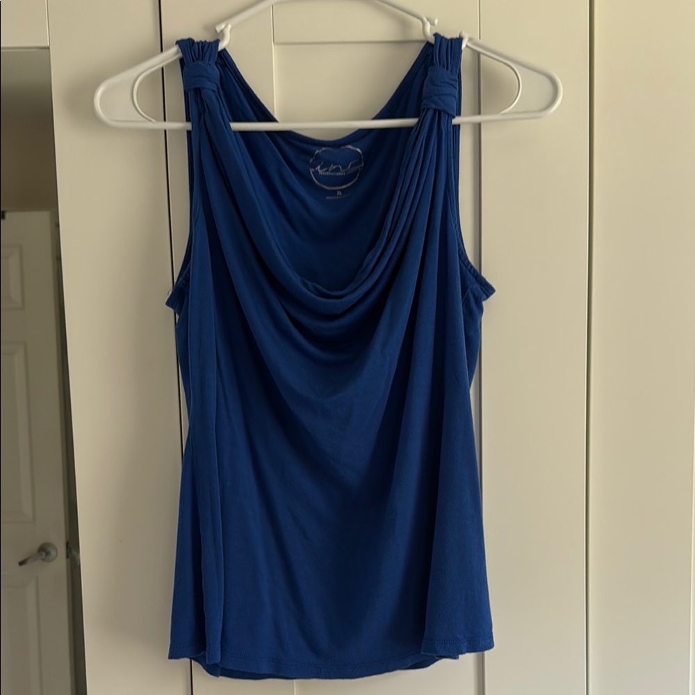 INC International Concepts Blue Ruched Sleeveless Tank Top